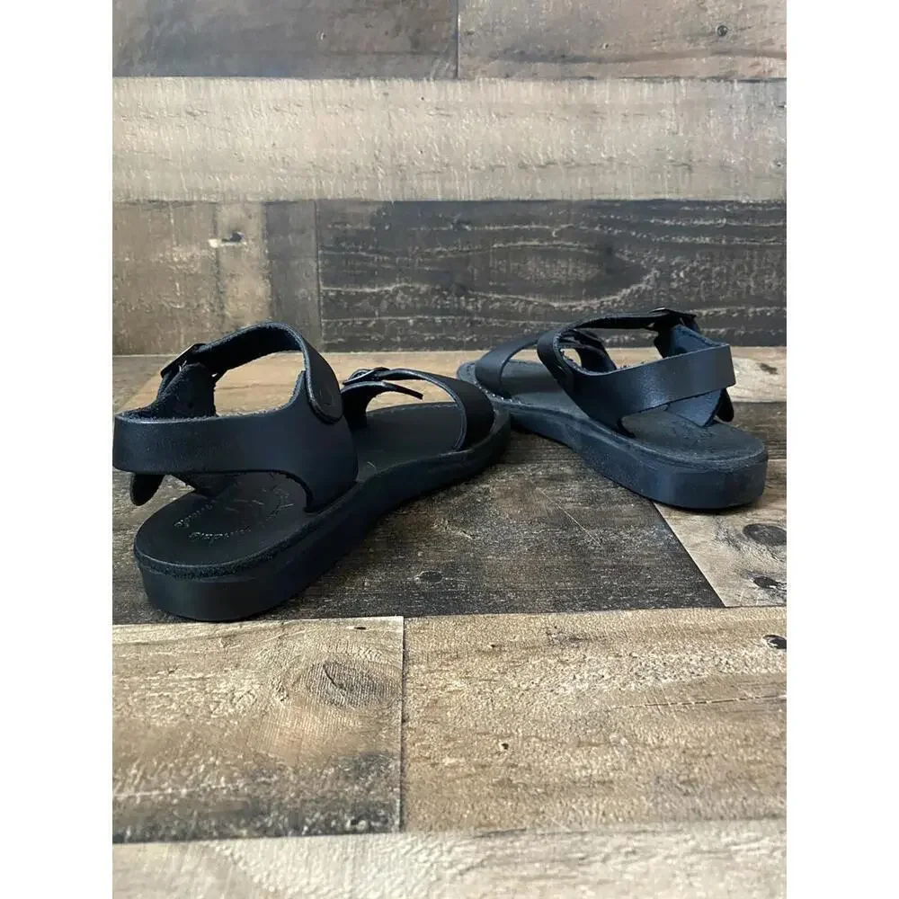 Brand New Jerusalem Womens Size EU 36 US 6 Black Strappy Sandals Open Toe